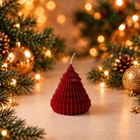 Vela Navideña Pino Acanalado– Rojo 12cm Vela Navideña Pino Acanalado– Rojo 12cm