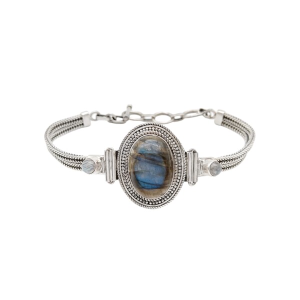 Pulsera Vintage-Plata 925-Piedra Labradorita-PU3407 Conpiedra