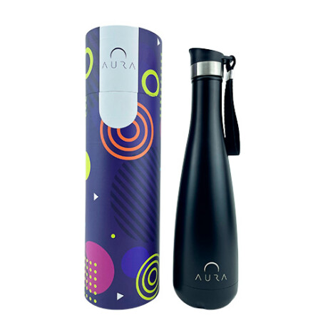 Termo Aura 750ML Tapón Botón Acero Inox NEGRO