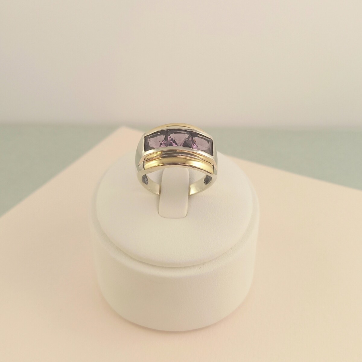 Anillo de plata 925, double en oro 18 ktes y circonias.97789778 
