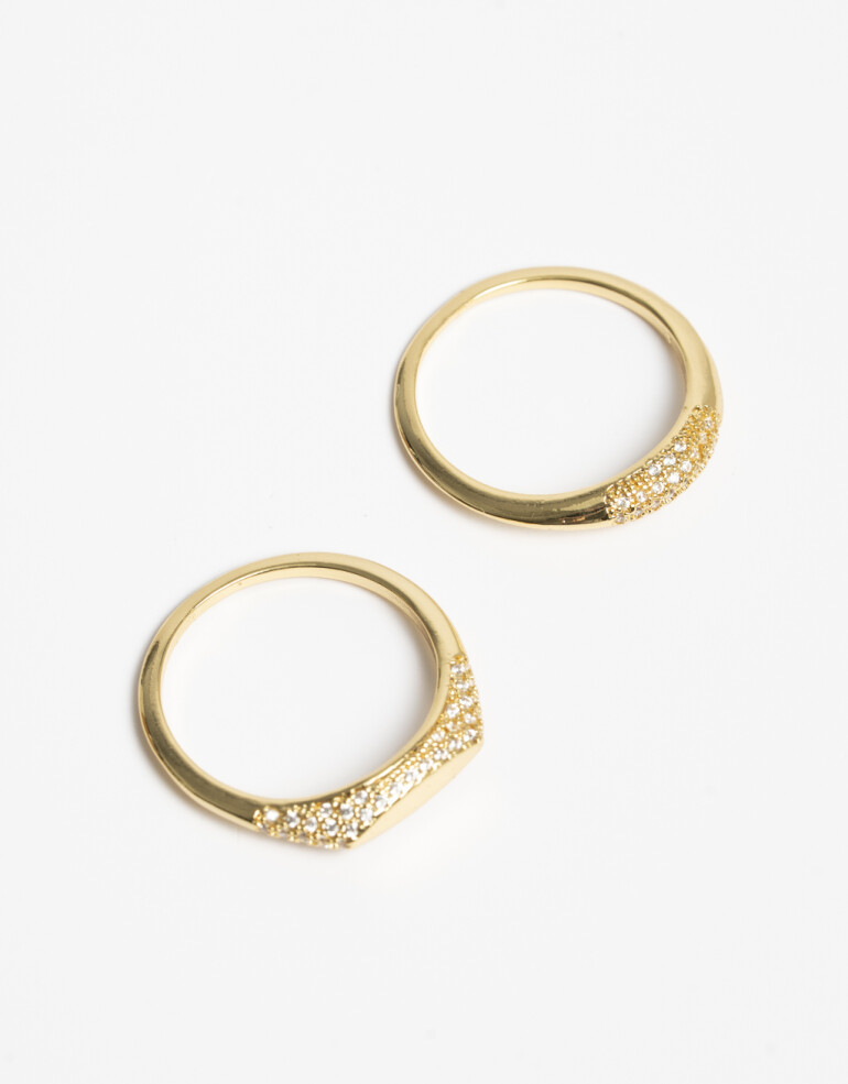 Sets Anillos Cubic zirconia Set De Anillos Con Cubic Zirconia - Dorado