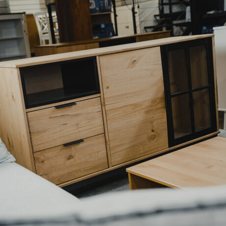 Rack Bargueño Rustico Madera Maciza Linea Denise Miel/Negro