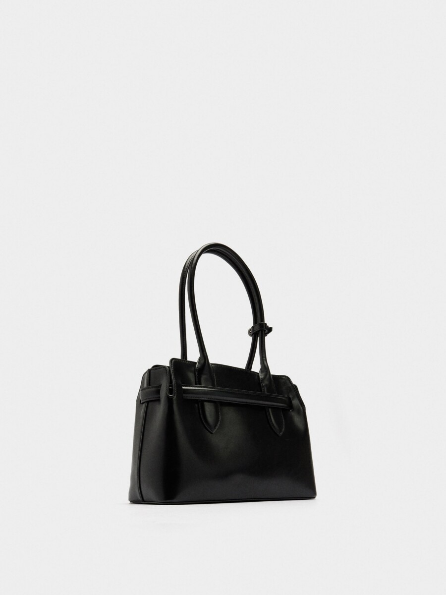 Bolso Tote Con Cinturón negro