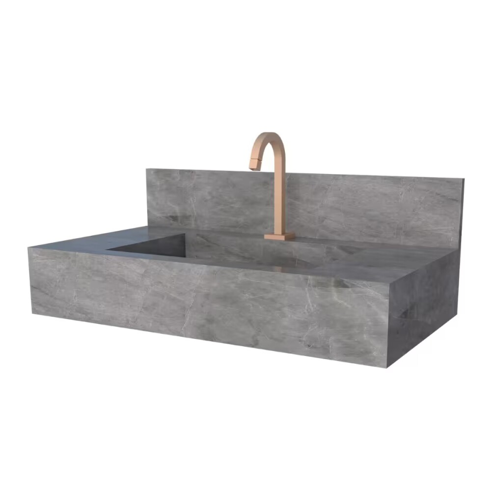 Mueble de baño suspendido de porcelanato gris Milano 84 cm con bacha incorporada Mueble De Baño Suspendido De Porcelanato Gris Milano 84 Cm Con Bacha Incorporada