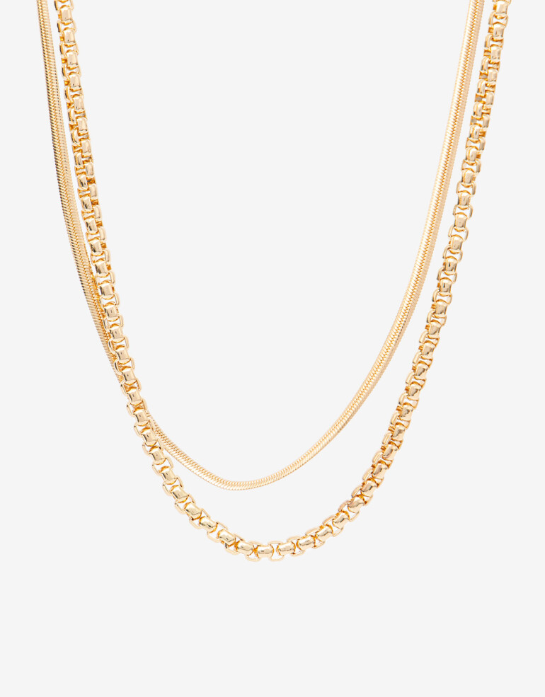 Collares Cortos Metal Collar De Cadenas - Dorado