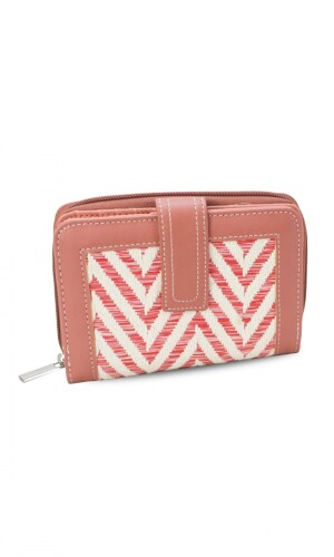 BILLETERA AGNES ZIGZAG CRUDO Y CORAL