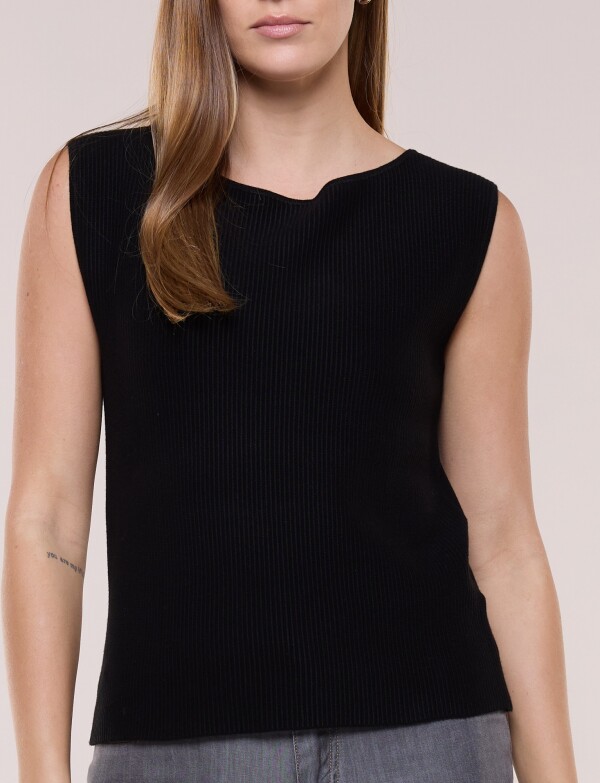 Musculosa Tejida Ribs NEGRO