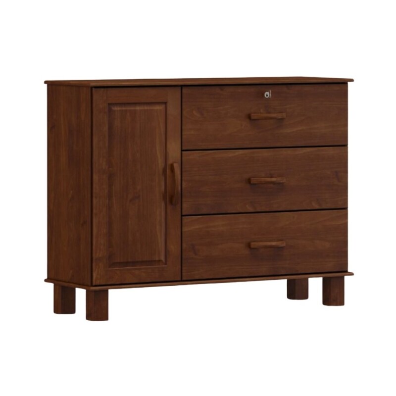 Cómoda 3 Cajones 1 Puerta Finestra Bronze Imbuia Cómoda 3 Cajones 1 Puerta Finestra Bronze Imbuia