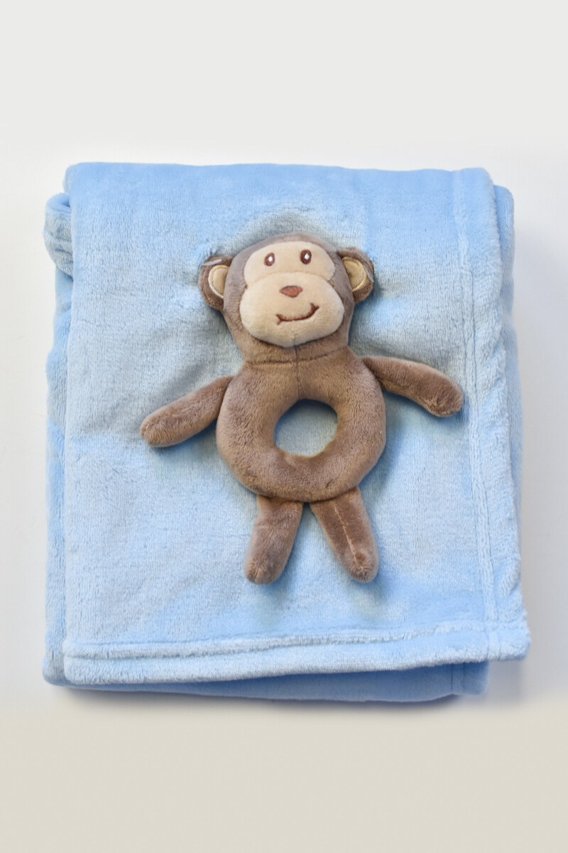 Manta lisa con peluche - de mono 