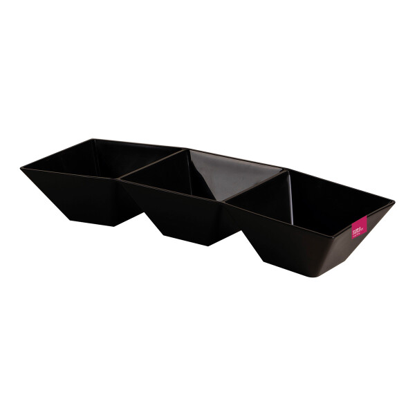 COPETINERO RECTANGULAR CON 3 DIVISIONES LE CHEF NEGRO 35 X 11,5 X 6 CM NEGRO