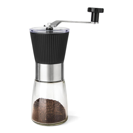 Molinillo Manual Cocina Vidrio Acero Inox Regulador Molienda Negro
