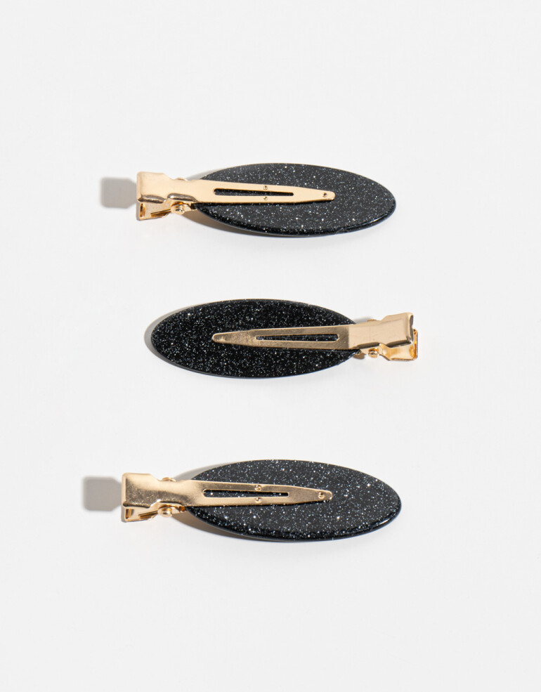 Horquillas Set Glitter Set De Hebillas Backstage Redondas - Negro