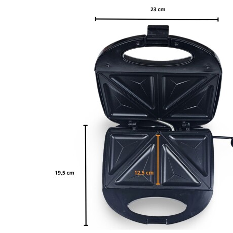 Sandwichera Antiadherente Placa Acero Inox 750w Color Negro