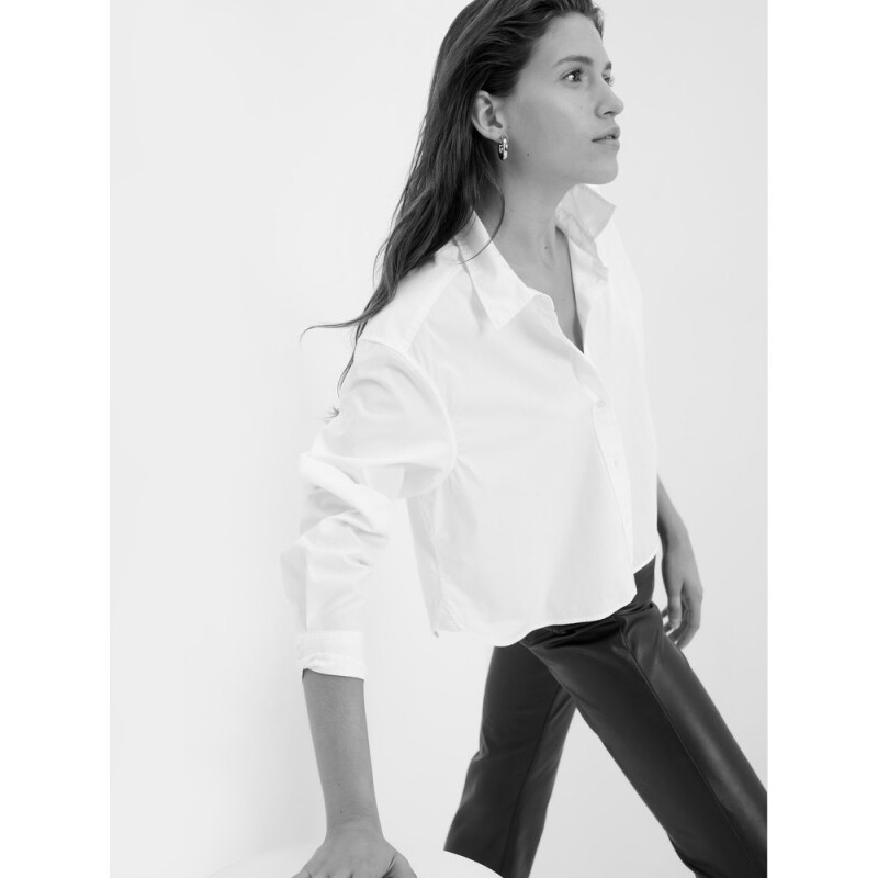 LS CROPPED SHIRT OPTIC WHITE