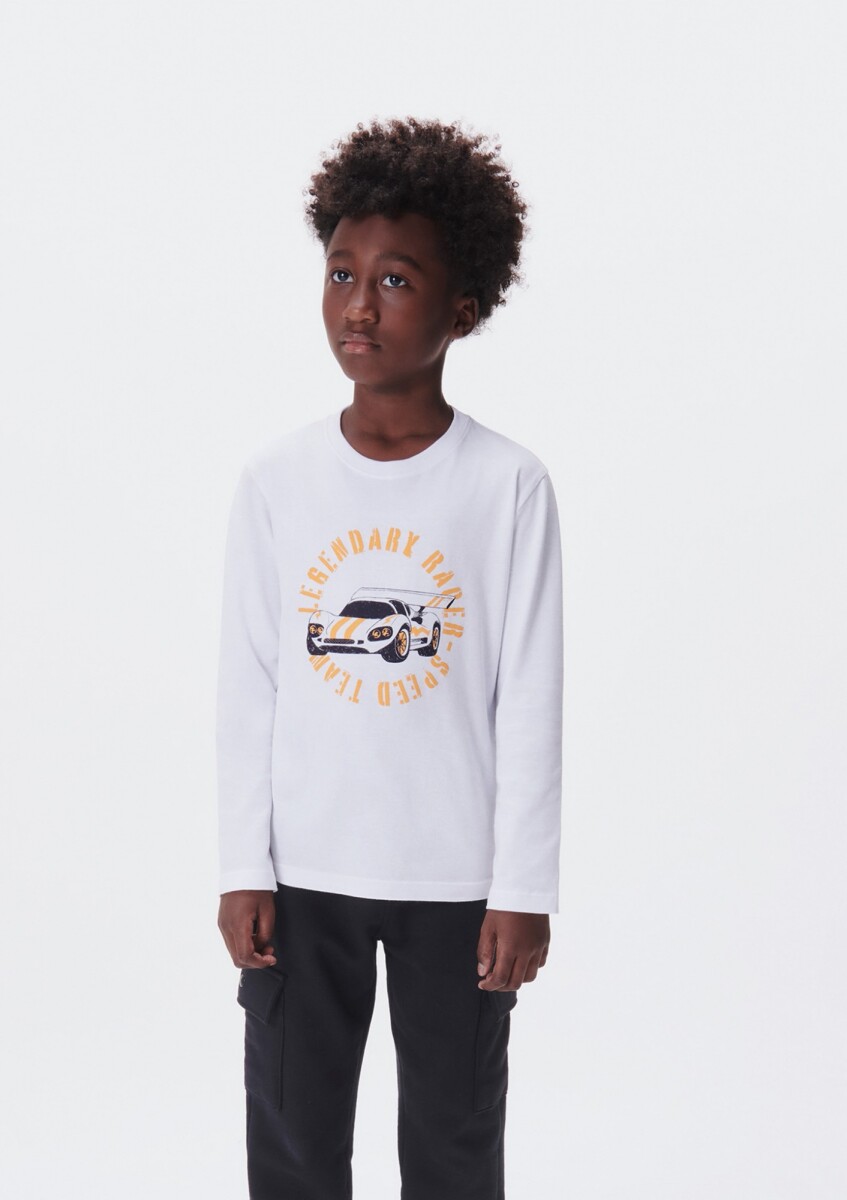 CAMISETA MANGA LARGA INFANTIL CON ESTAMPA - BLANCO 