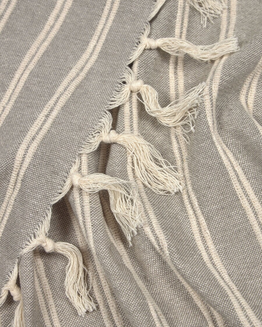 Manta Sweeney 100% algodón rayas blanco y gris 170 x 130 cm Manta Sweeney 100% algodón rayas blanco y gris 170 x 130 cm