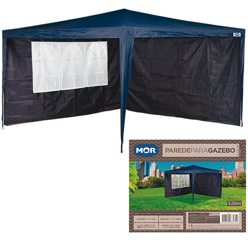 Conjunto 2 Paredes para Gazebo Con y sin ventana AZUL OSCURO