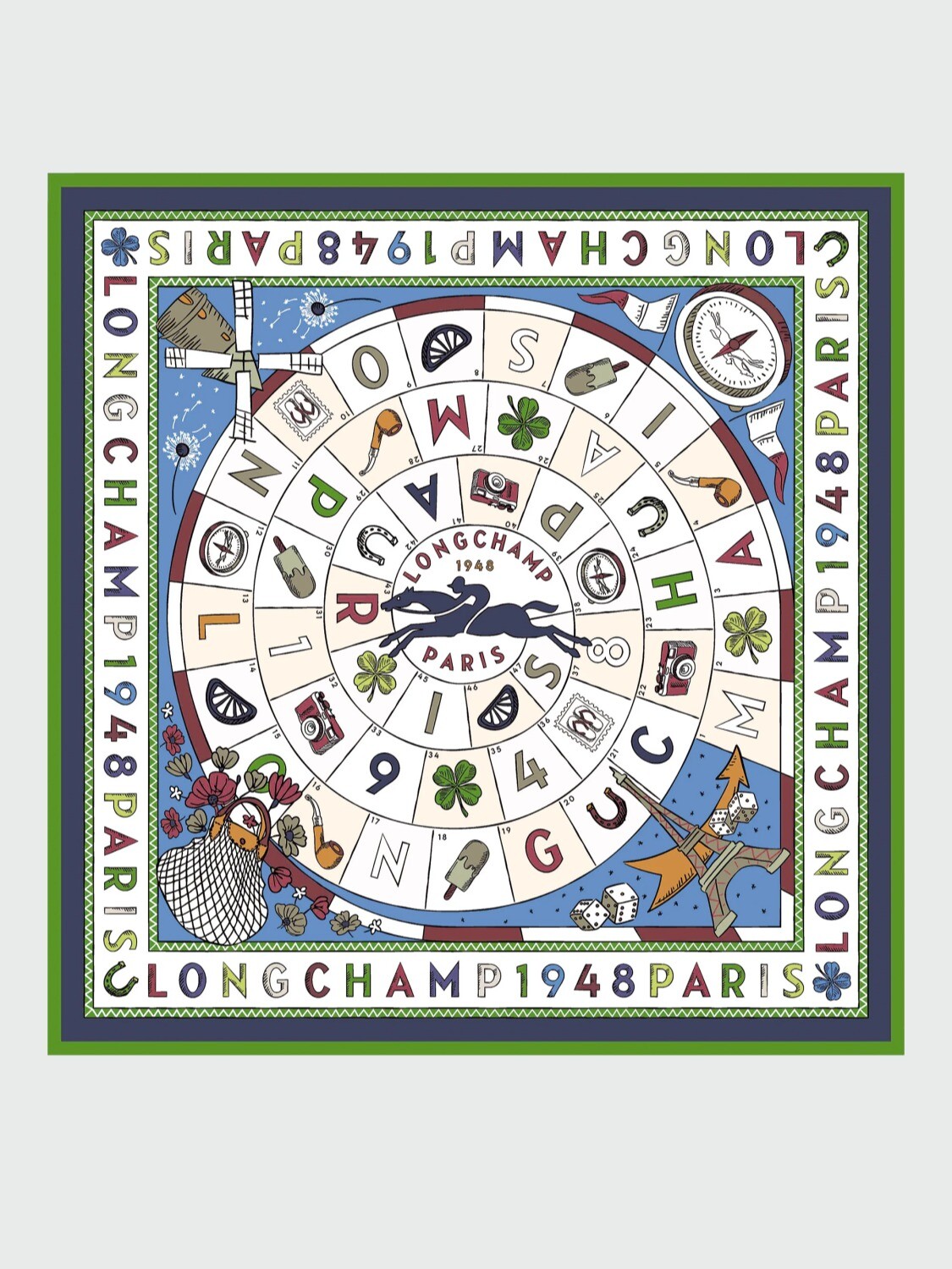LONGCHAMP - PAÑUELO DE SEDA 90X90 CM, LE JEU DE CHEVAL 072