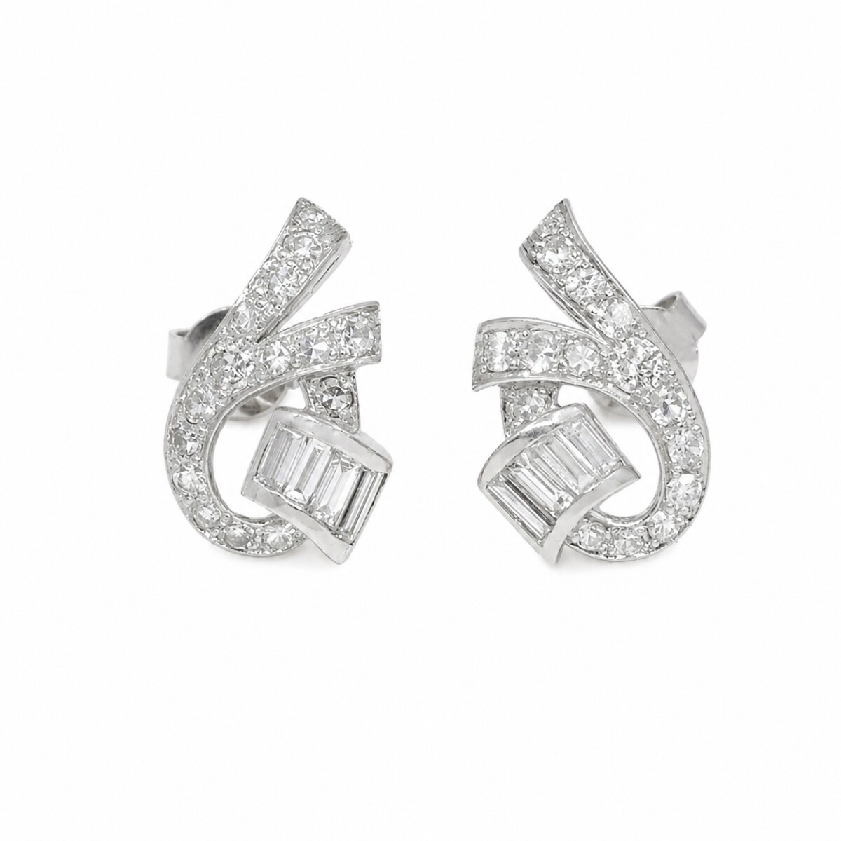 Caravanas En Oro 18K Blanco Con Brillantes 