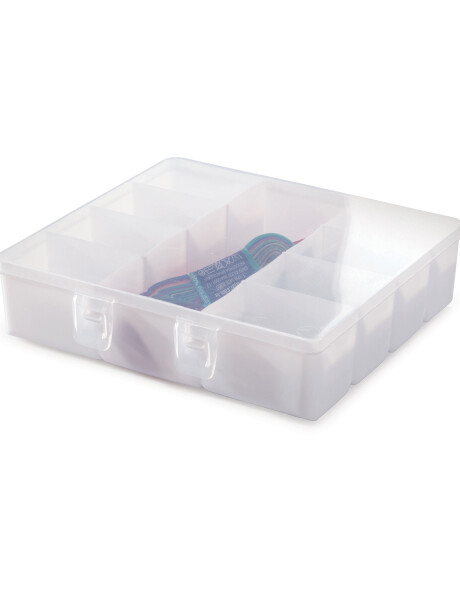 Caja organizadora con 9 divisiones y tapa Plasútil 18x17cm Caja organizadora con 9 divisiones y tapa Plasútil 18x17cm