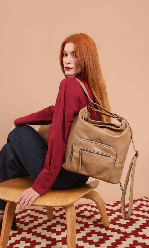 CARTERA MOCHILA VERBENA ALMENDRA