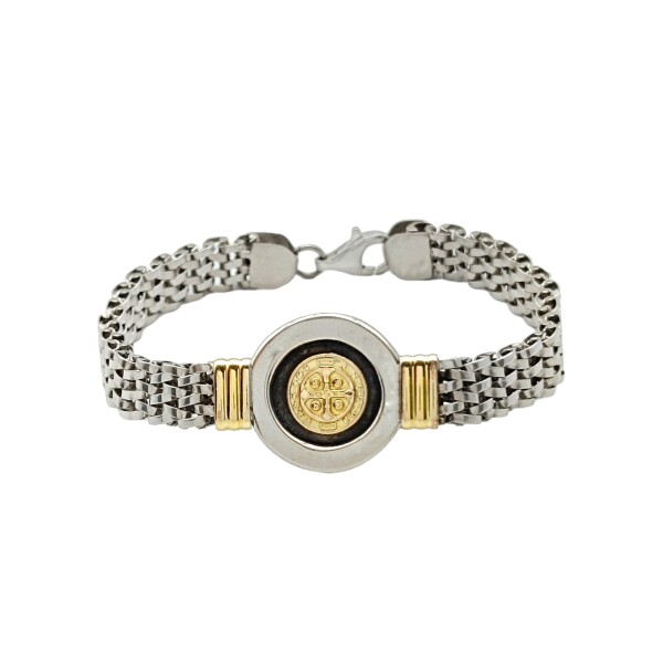 Pulsera San Benito-Plata y Oro-Sin piedra-PU5032 sinpiedra