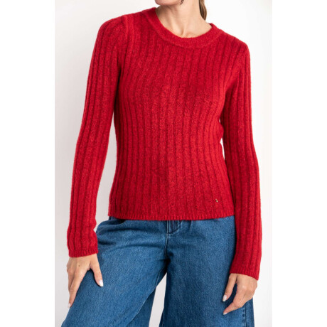 Sweater Grueso Acanalado Rojo