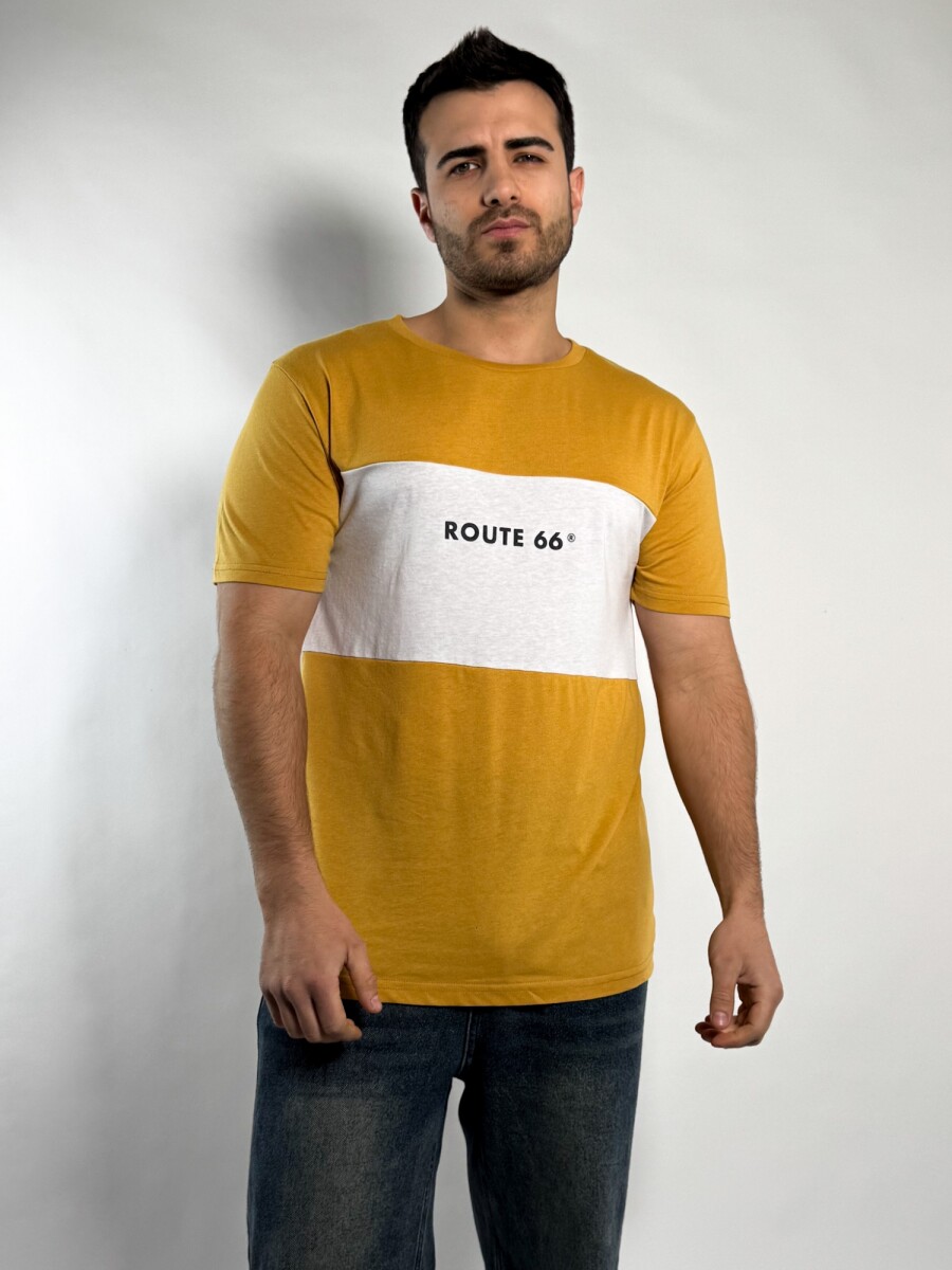 Remera combinada - Mostaza 