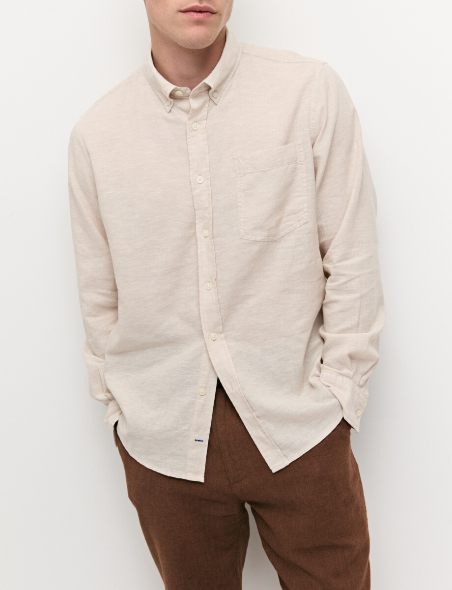 011665 CAMISA DE LINO HARRINGTON LABEL Beige