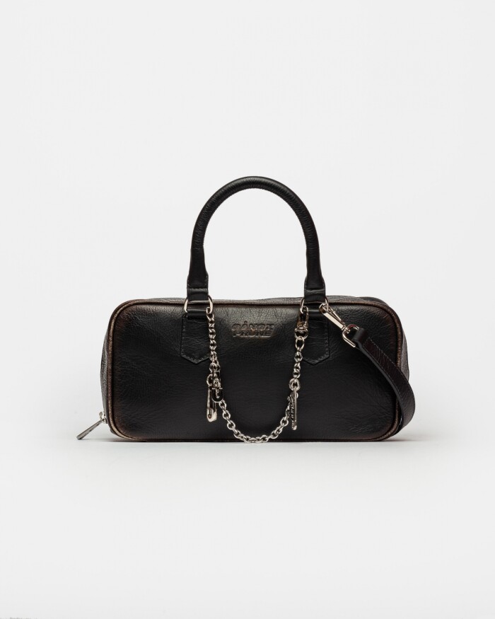 Cartera de Mano The Charmy Gang En Cuero Brush Off Negro