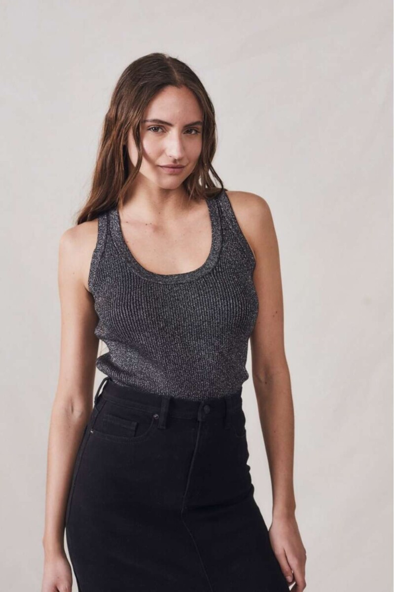 Top Metalizado - Negro 