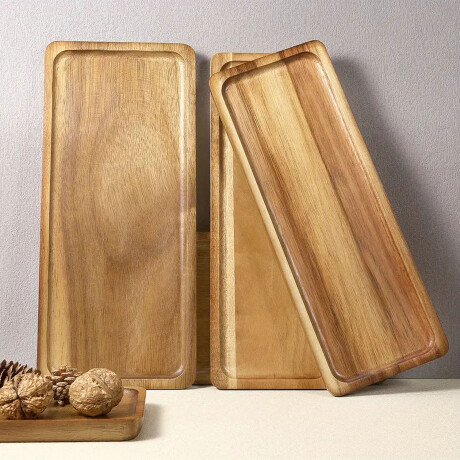 Bandeja de Bambú Rectangular para Servir 28x18x1.5Cm Roble Roble