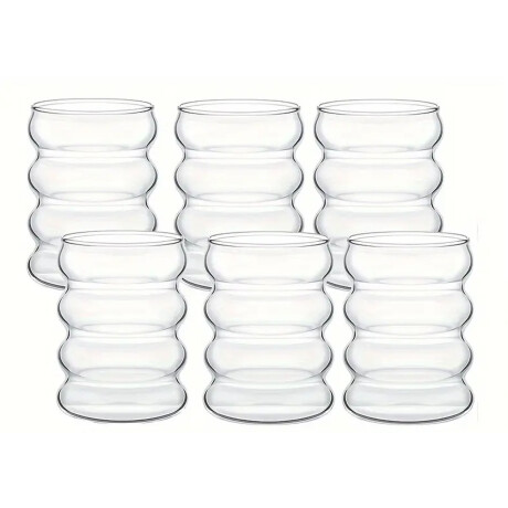 Set X6 Vaso Rings 350Ml para Agua Refresco Bebidas en Vidrio Transparente