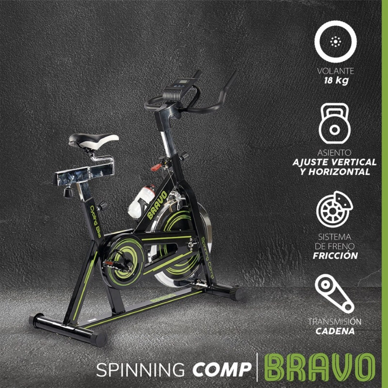 Bicicleta fija Bravo Spinning Comp color negro y verde Bicicleta Fija Bravo Spinning Comp Color Negro Y Verde