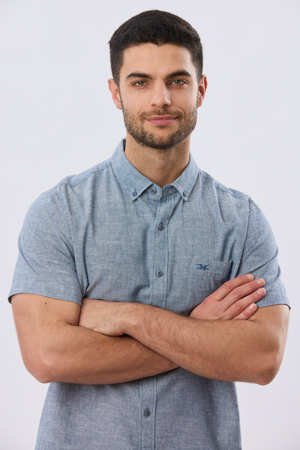 CAMISA LISA DE LINO Denim