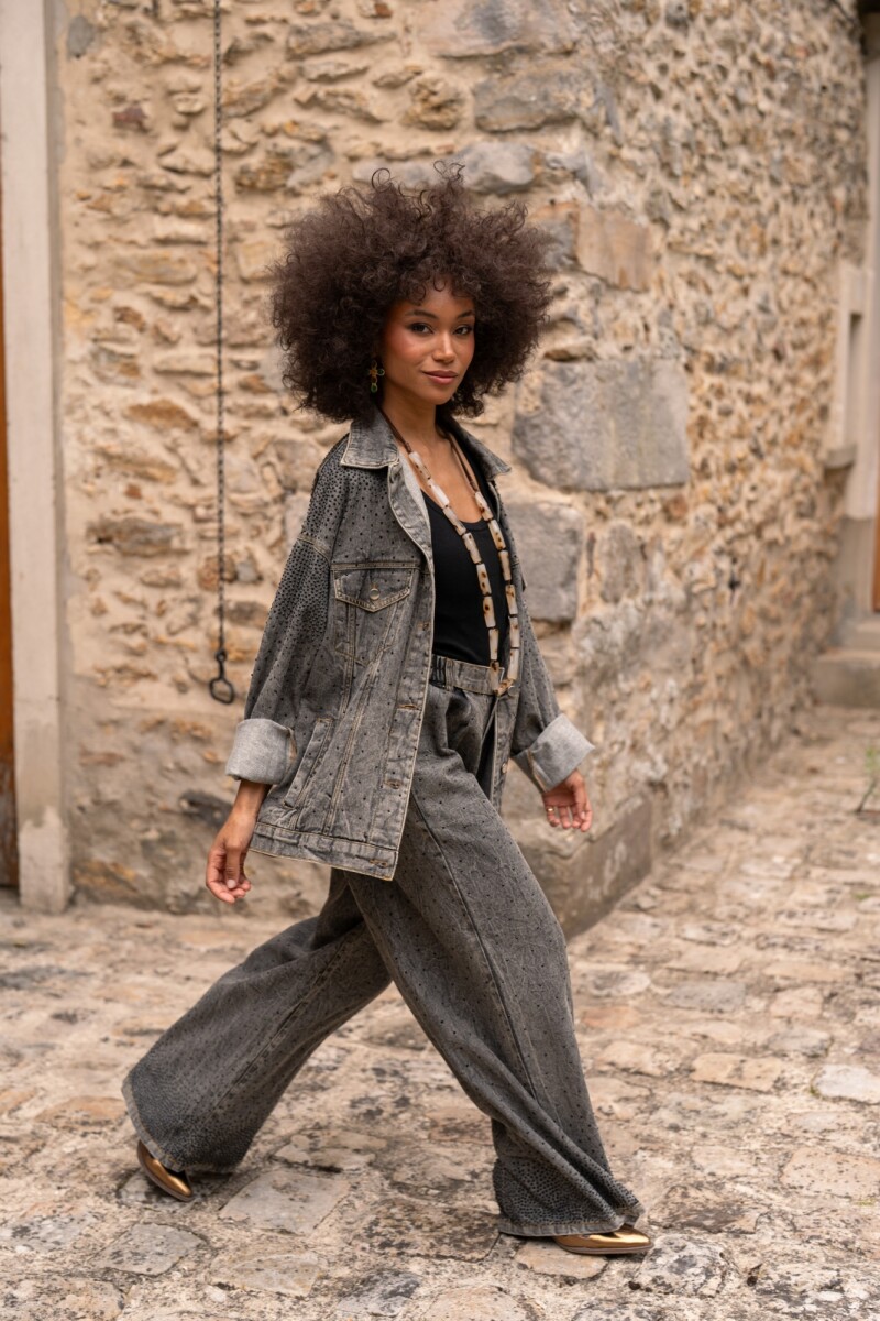 CHAQUETA DENIM Negro