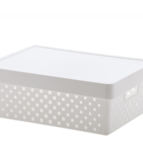 ORGANIZADOR QUADRATTA CON TAPA 39X29X14 CMS BLANCO BLANCO