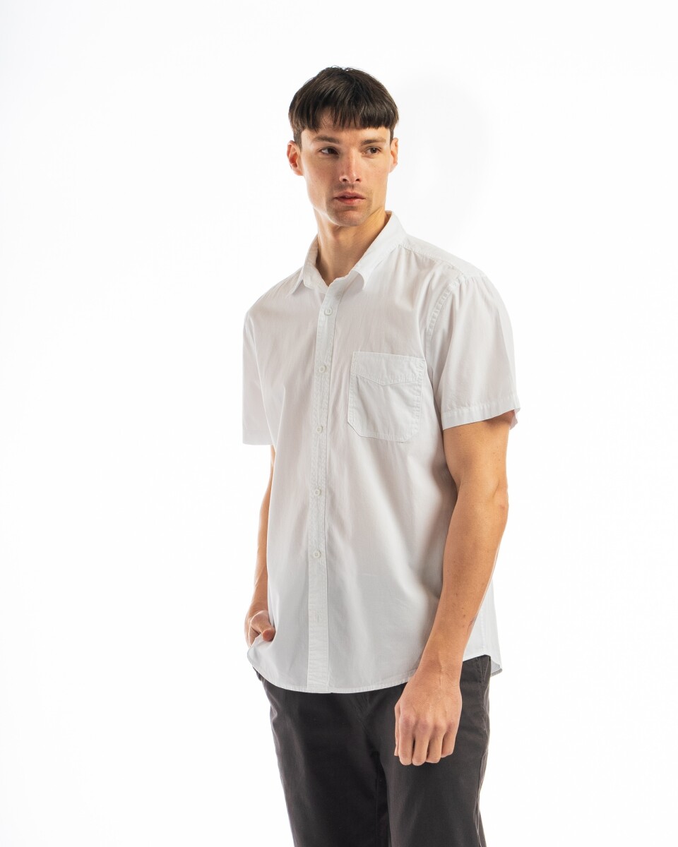 Camisa M/C Algodón C/Bolsillo Barcelona - Blanco 
