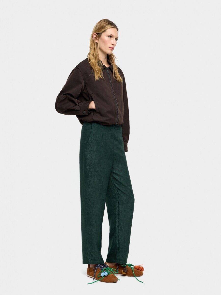 Pantalones Con Efecto Arrugado verde