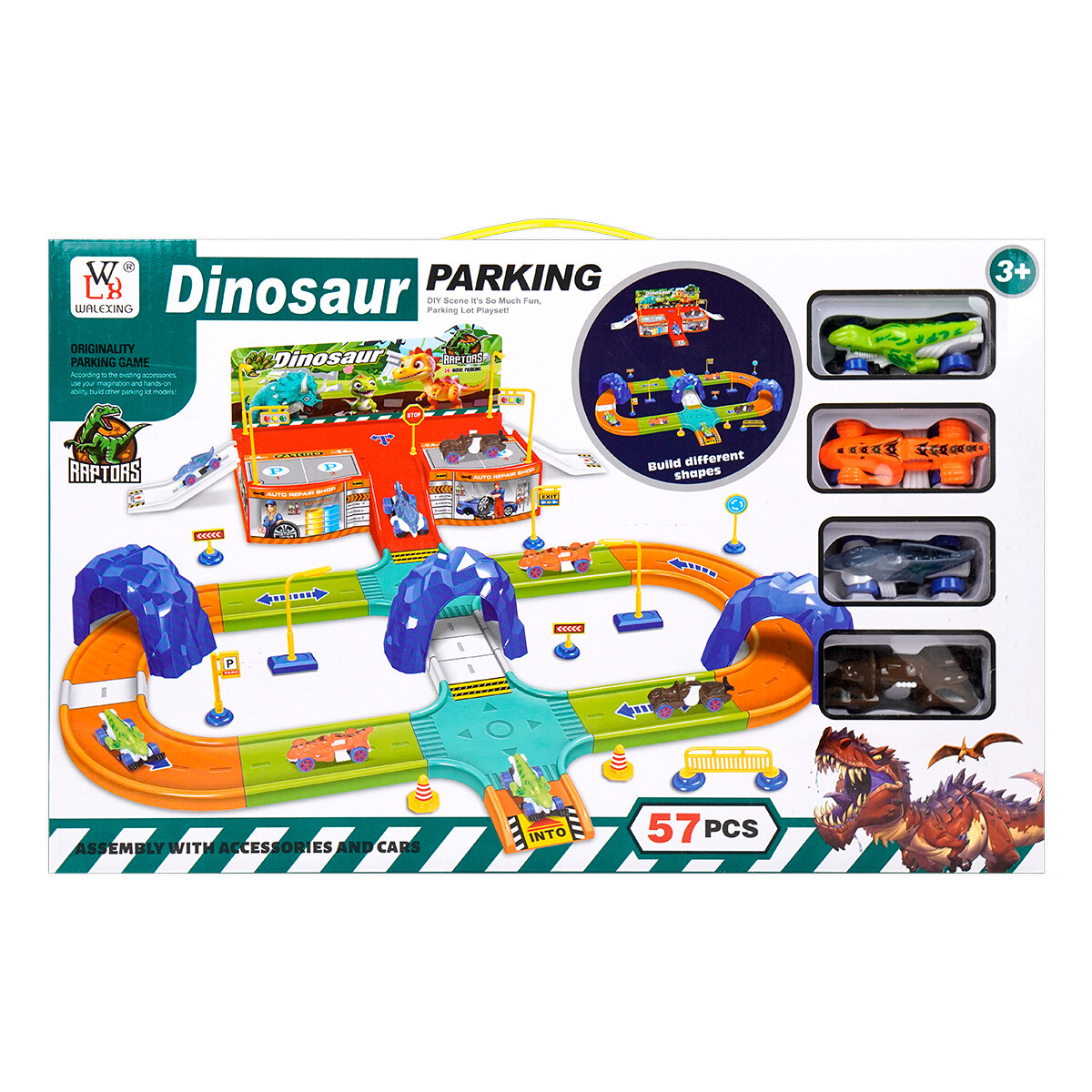 Parking dinosaurios 57pcs con 4 autos 