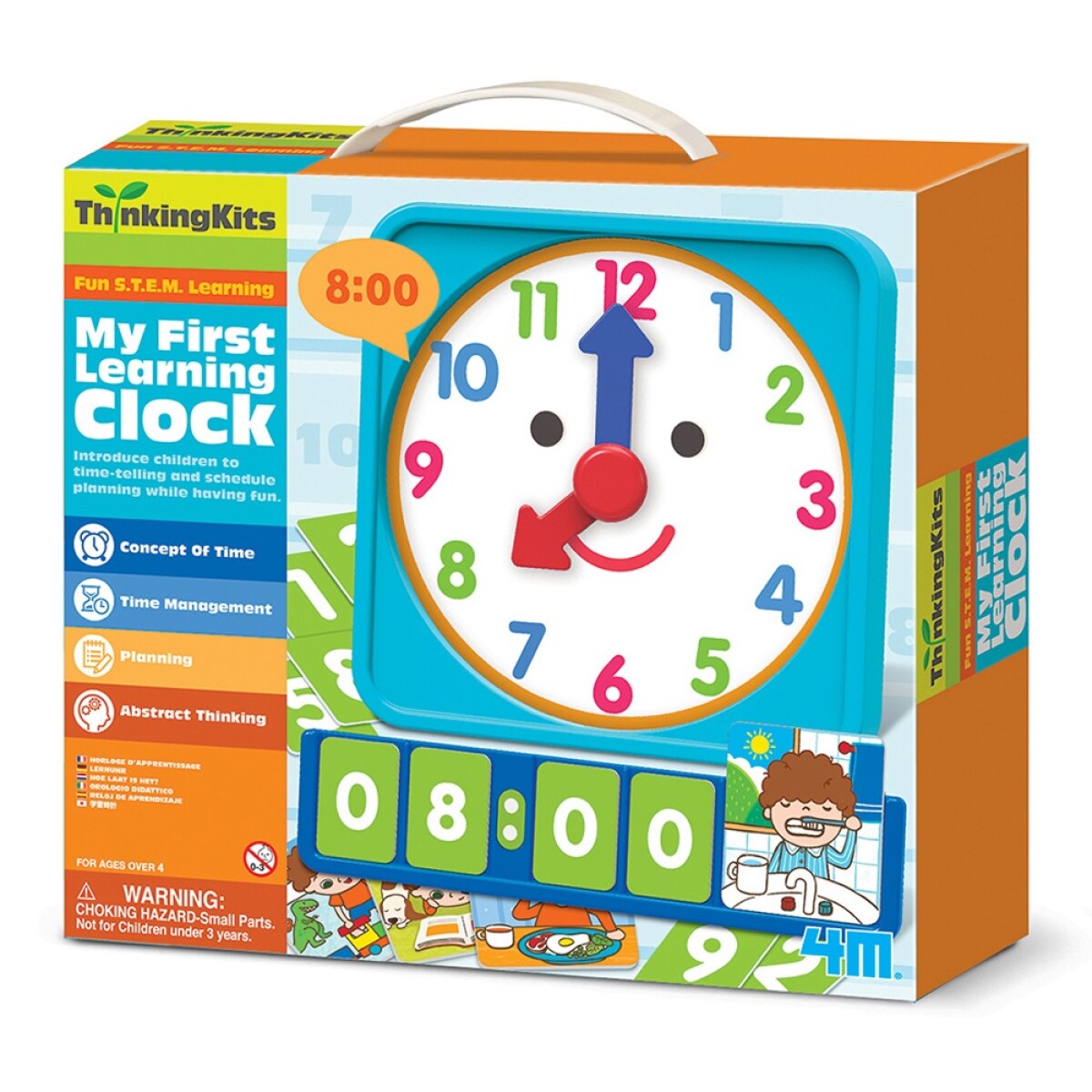 Juego Educativo 4M Divertido Reloj de Aprendizaje de Horas - Multicolor 