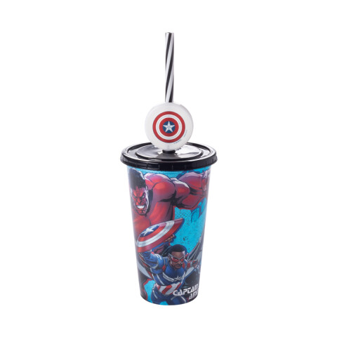 Vaso Plástico Milk Shake con Pin y Pajita 500 ml Avengers