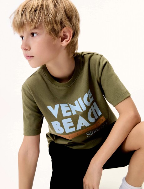 CAMISETA INFANTIL CON ESTAMPA VERDE