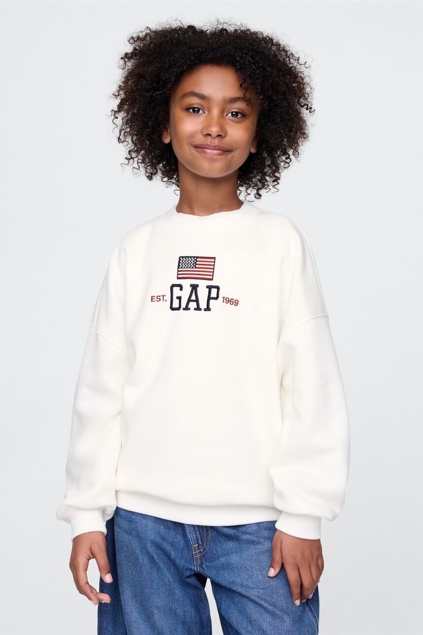 Buzo Deportivo Logo Gap Niña New Off White Opt1