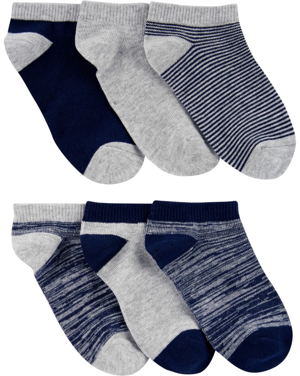 Pack seis pares de medias tobilleras de algodón. Talles 4/7-8/14 