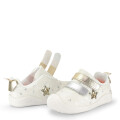 Championes de Niña Bibi Fisioflex C/Velcro Blanco - Dorado
