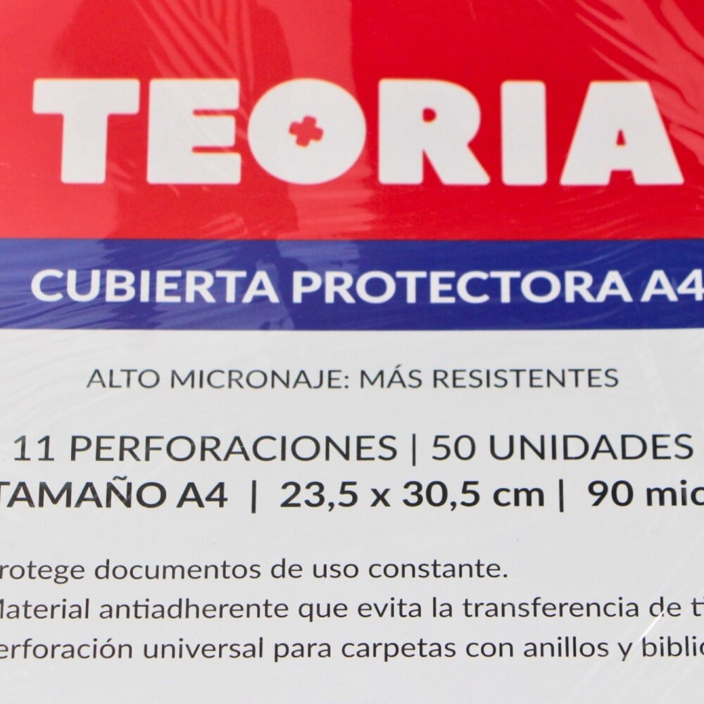 FUNDA TEORIA A4 X 50 UNIDADES DE 90 MICRONES FUNDA TEORIA A4 X 50 UNIDADES DE 90 MICRONES