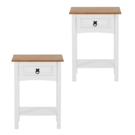 Promo 2 Mesa de Luz 1 Cajón Línea Naturale BLANCO