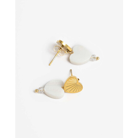 Aros Cortos De Acero Con Nácar Dorado