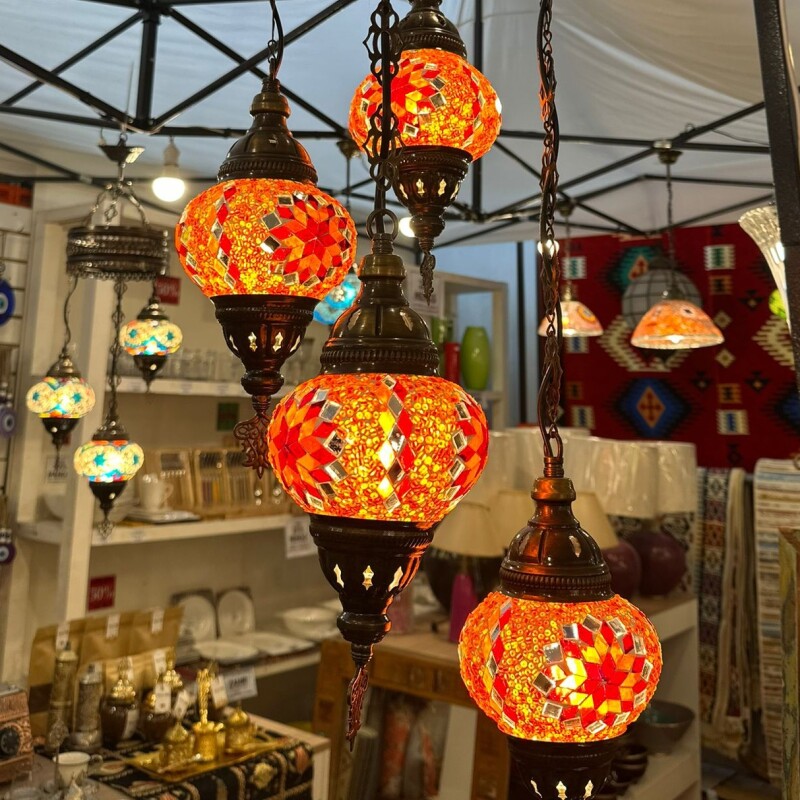 ARAÑA VITRAUX 4 LUCES TM12 Rojo y Naranja